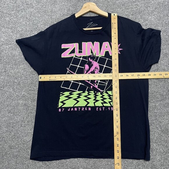Zuma Beach Graphic Tee By Jantzen M Retro Surf Design Dark Navy - Picture 5 of 5